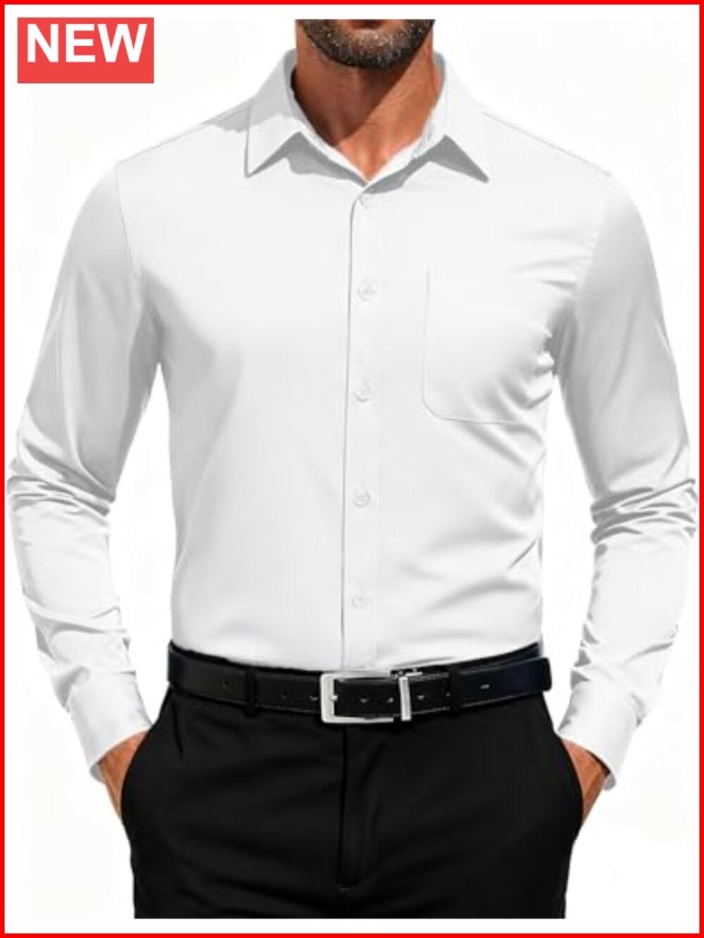 Men's Long Sleeve Button Down Dress Shirt Regular Fit Solid Business Casual